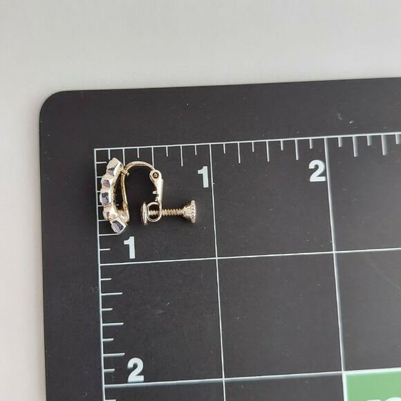 Vintage Napier Small & Dainty Rhinestone Earrings Screwback Huggie Estate - Picture 7 of 7